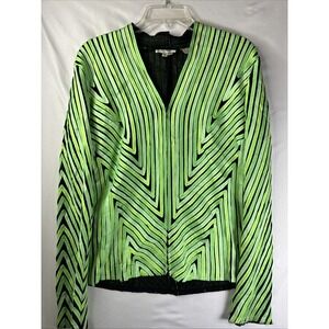 Andrea Rosati Jacket Green Ribbons Size 10 100% Polyester